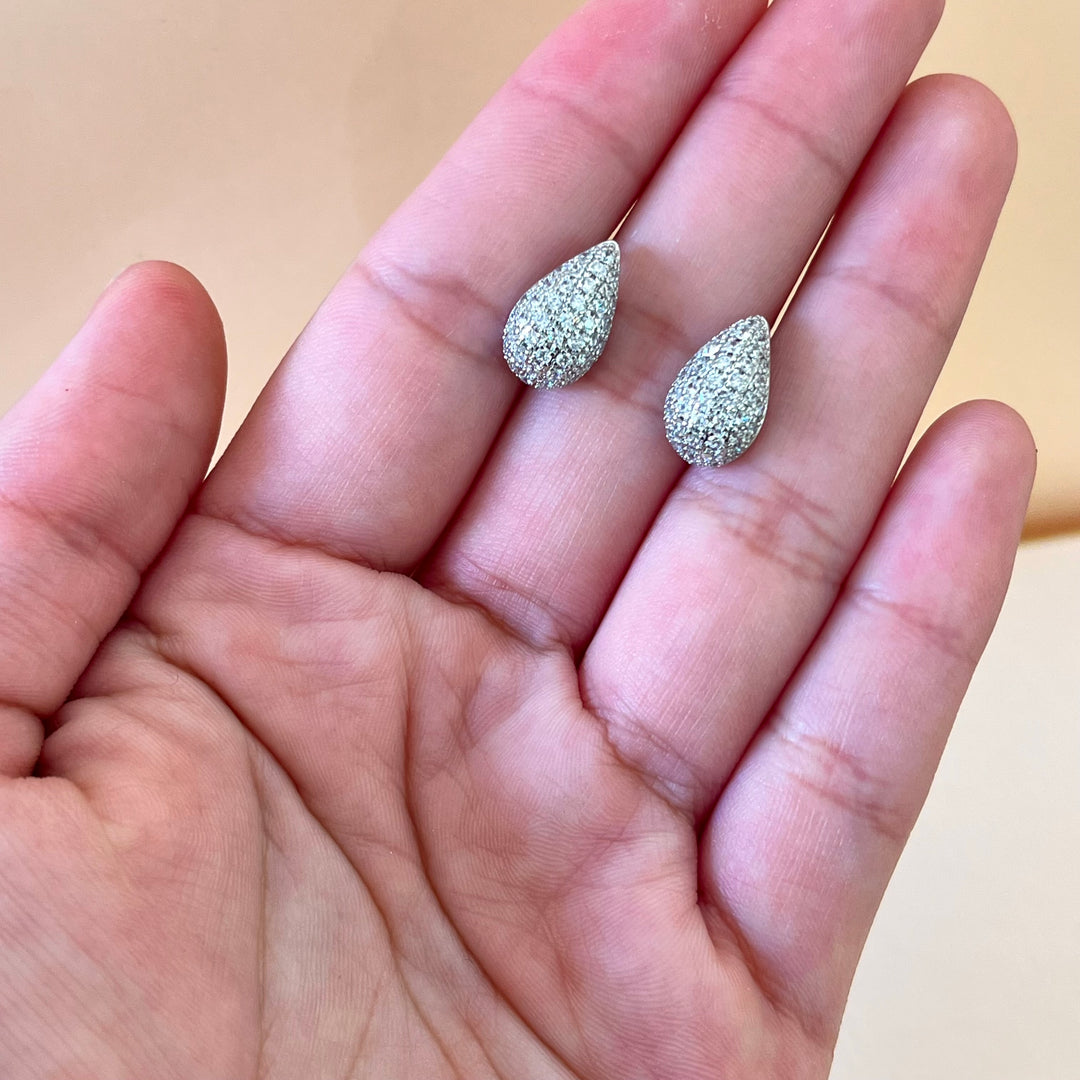 Silver zircone teardrop set
