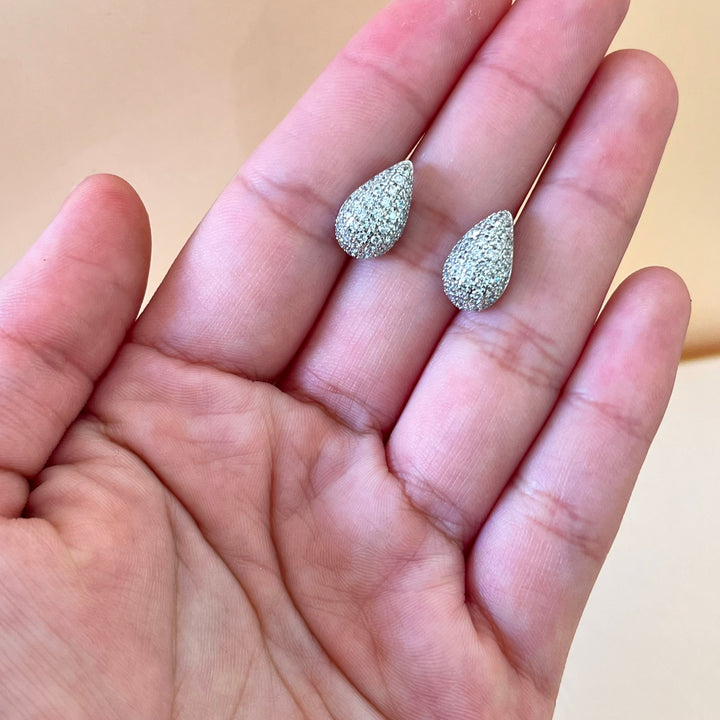 Silver zircone teardrop set