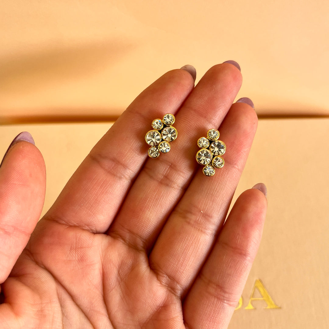 Rhinestone gold plated earrings