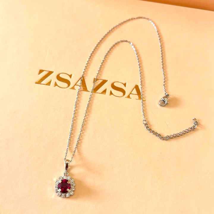 Fuchsia flower Swarovski crystals set