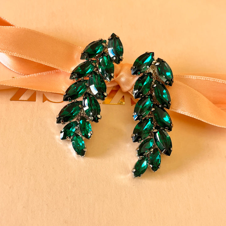Dark green marquise preciosa crystals set