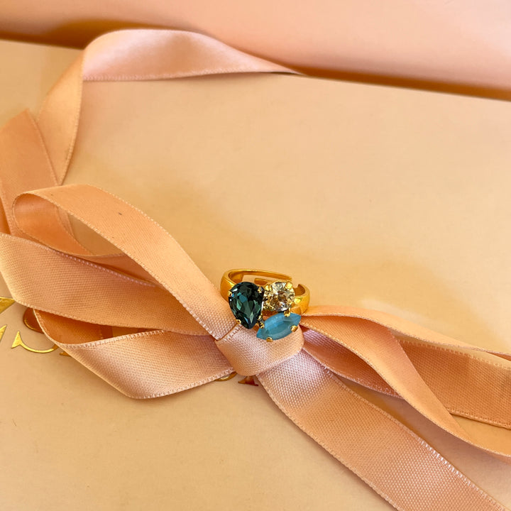 Verdemar and turquoise Swarovski crystal ring