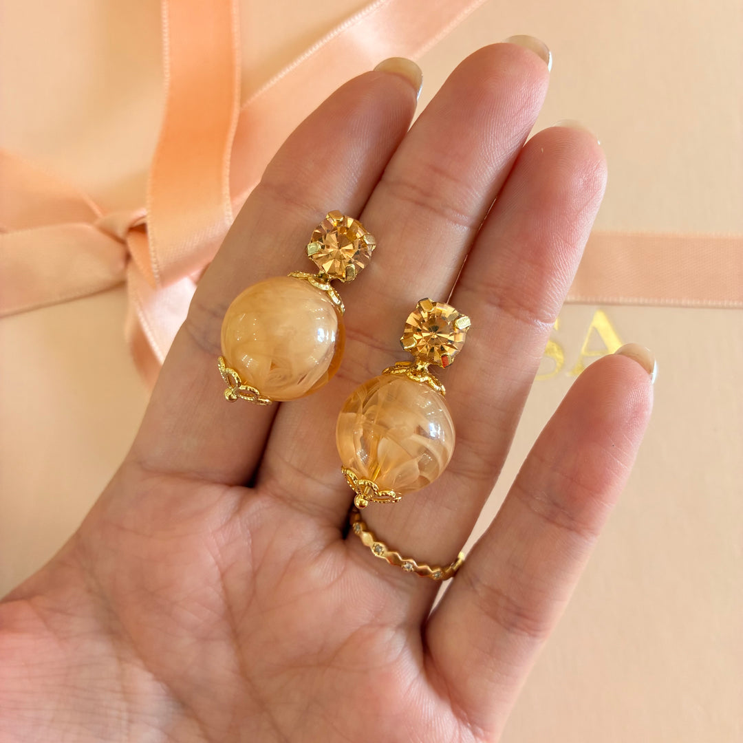 Peach Swarovski crystals studs