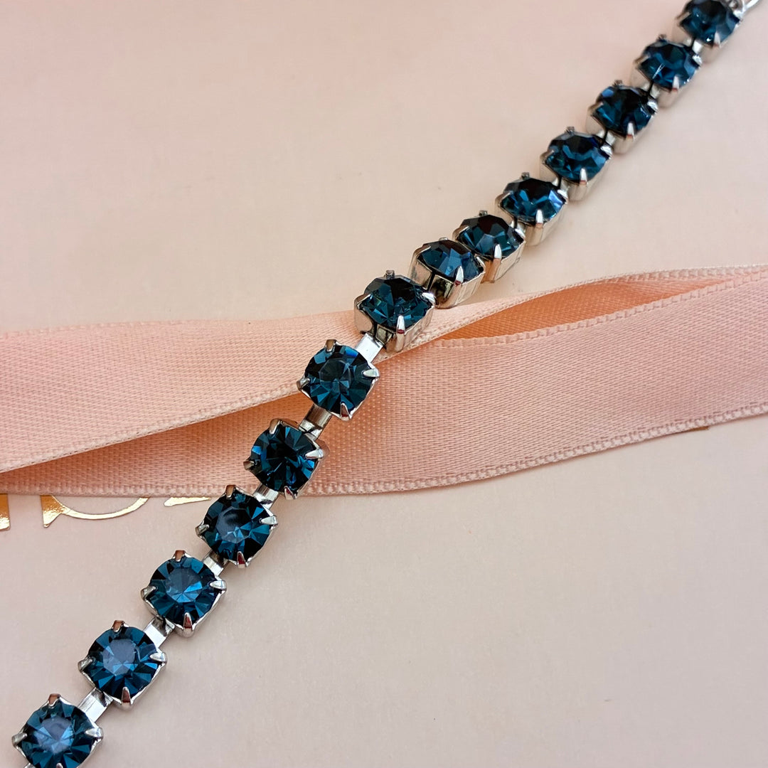 Navy blue Preciosa crystals silver bracelet