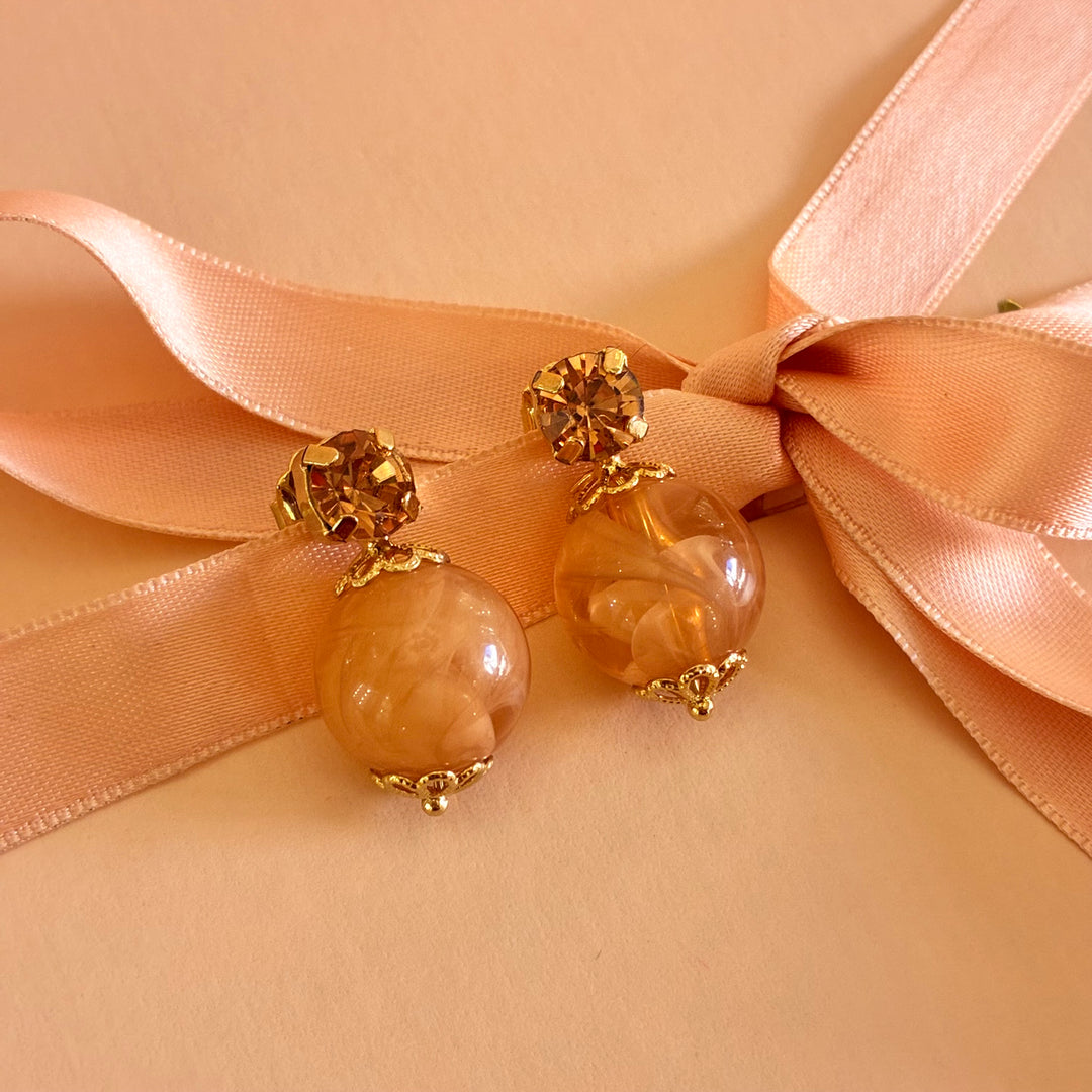 Peach Swarovski crystals studs