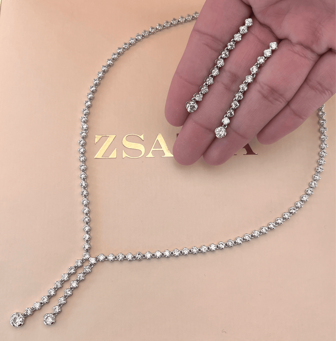 Silver zircone tennis set