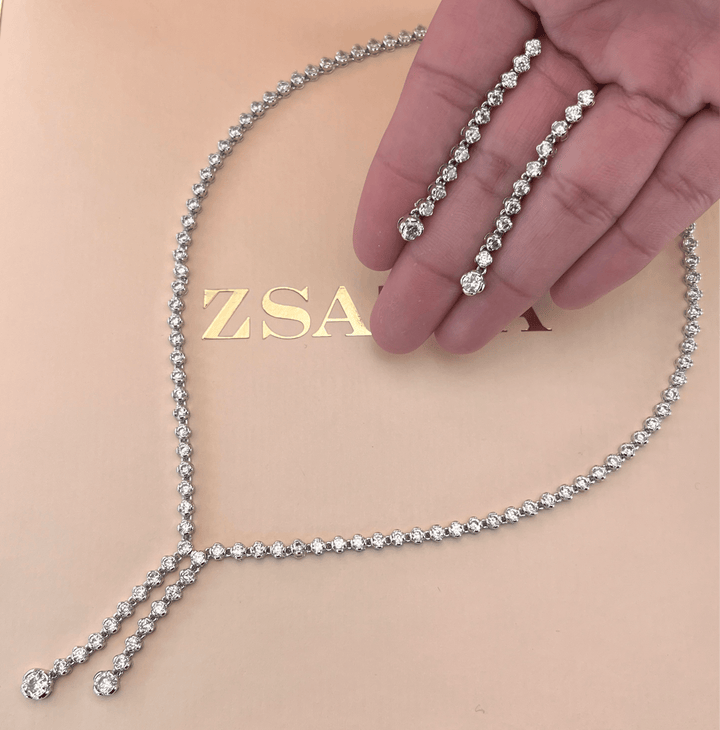 Silver zircone tennis set