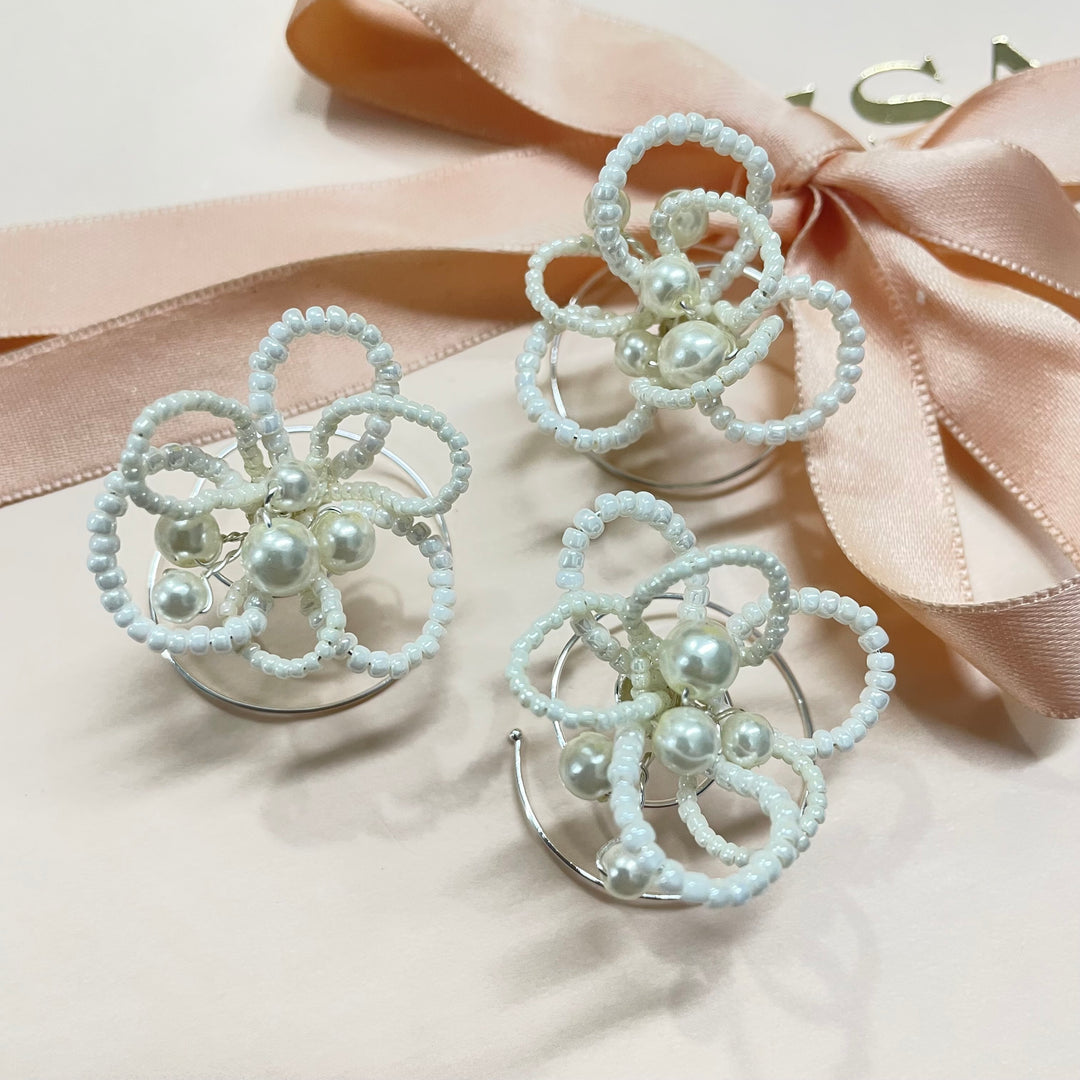 Flower hair pearl spiral