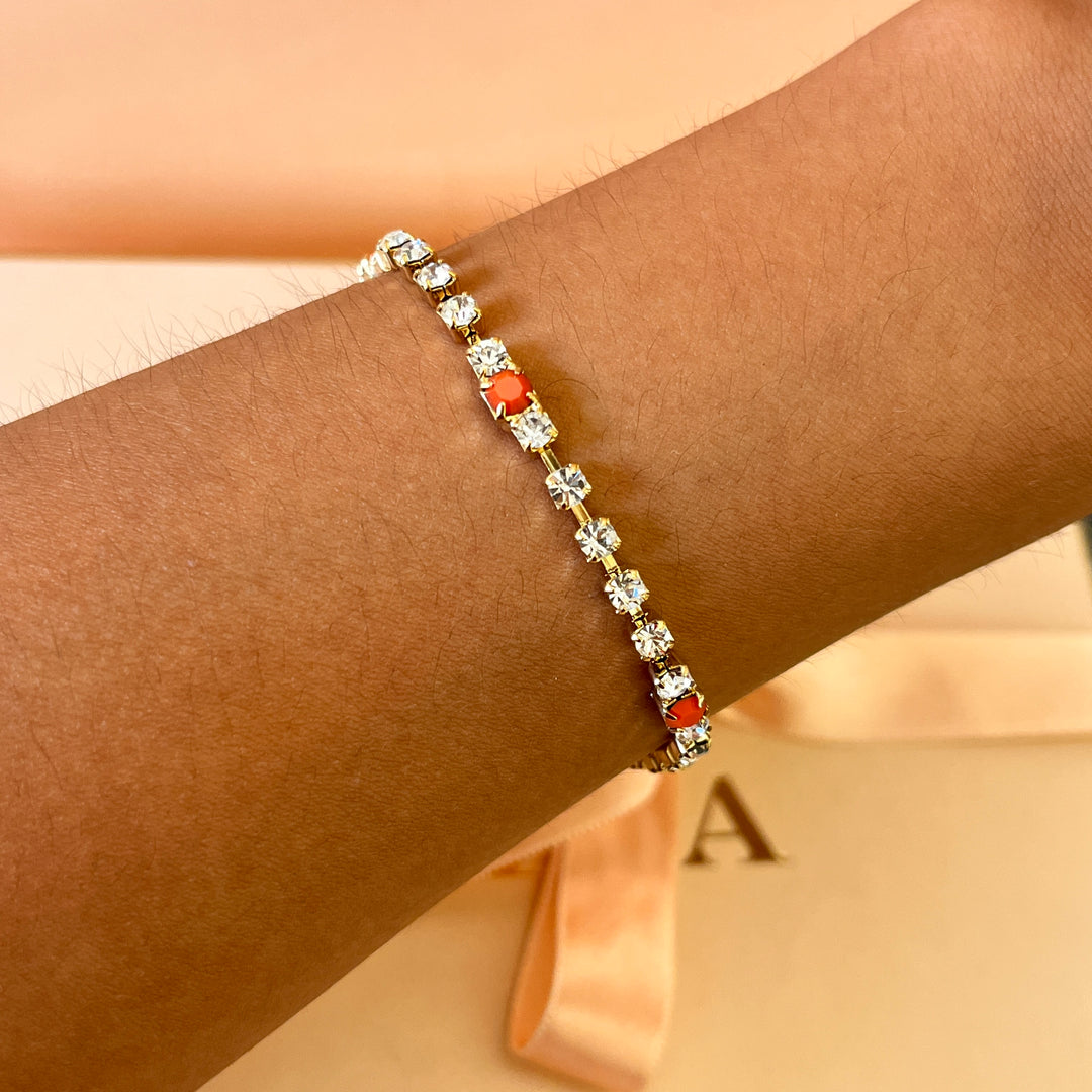 Orange Swarovski crystals bracelet