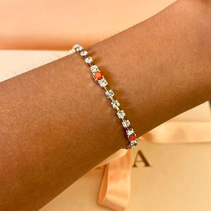 Orange Swarovski crystals bracelet