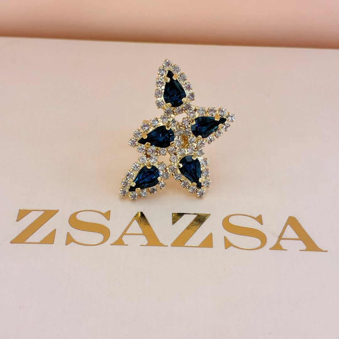 Navy blue teardrops Preciosa crystals set