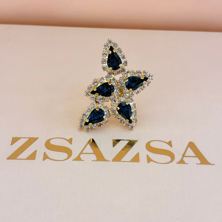 Navy blue teardrops Preciosa crystals set