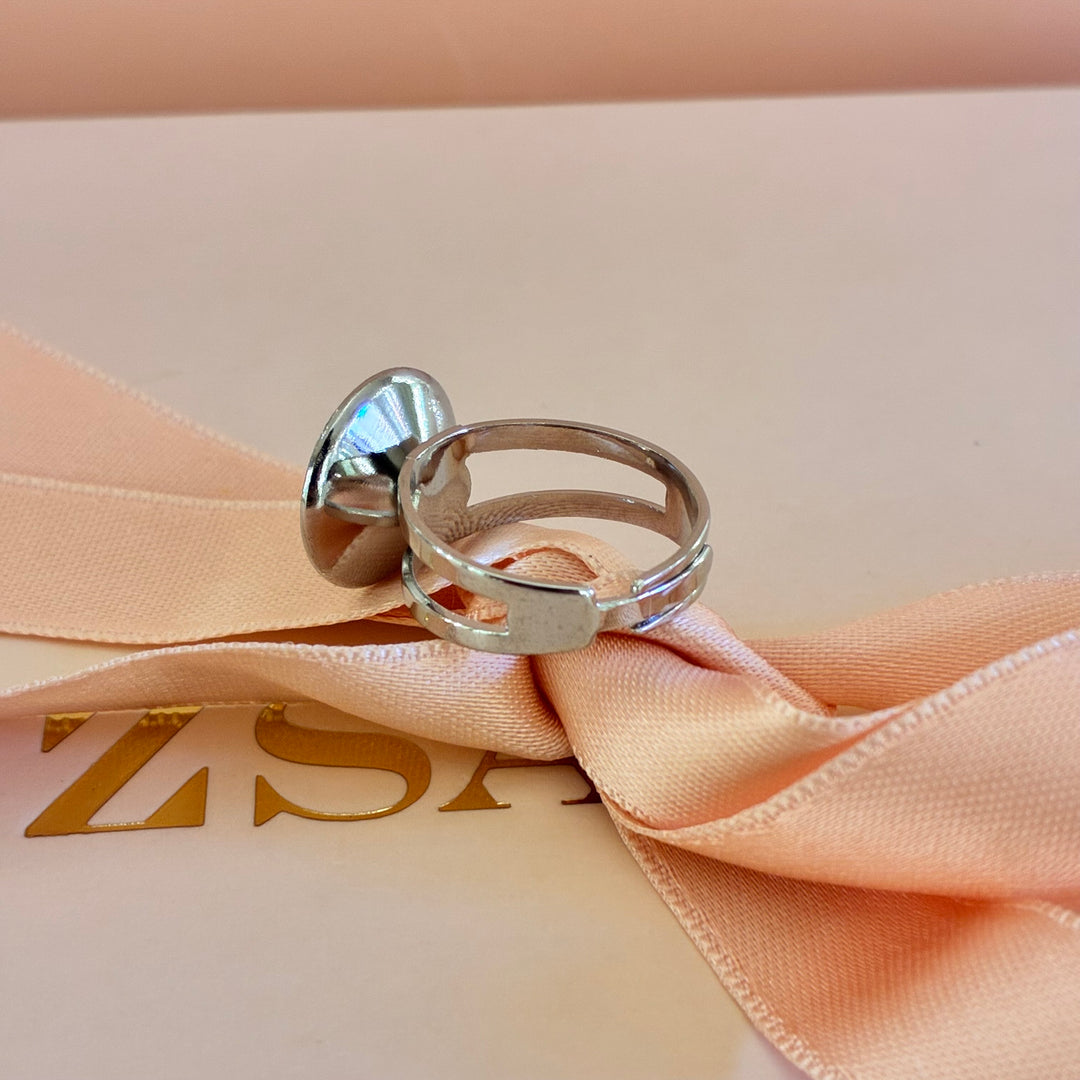 Green Swarovski crystals silver bracelet and ring