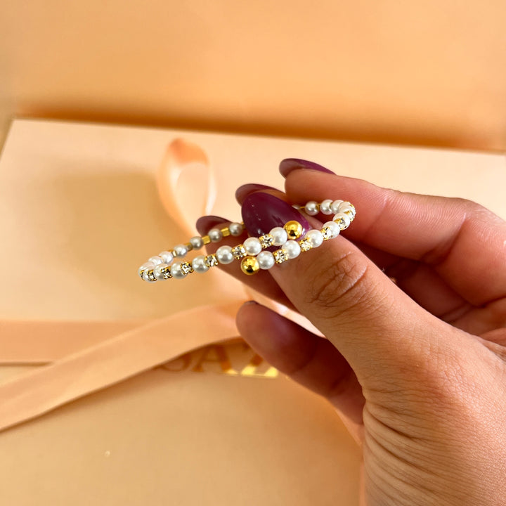 Pearls and rhinestone kids bangle