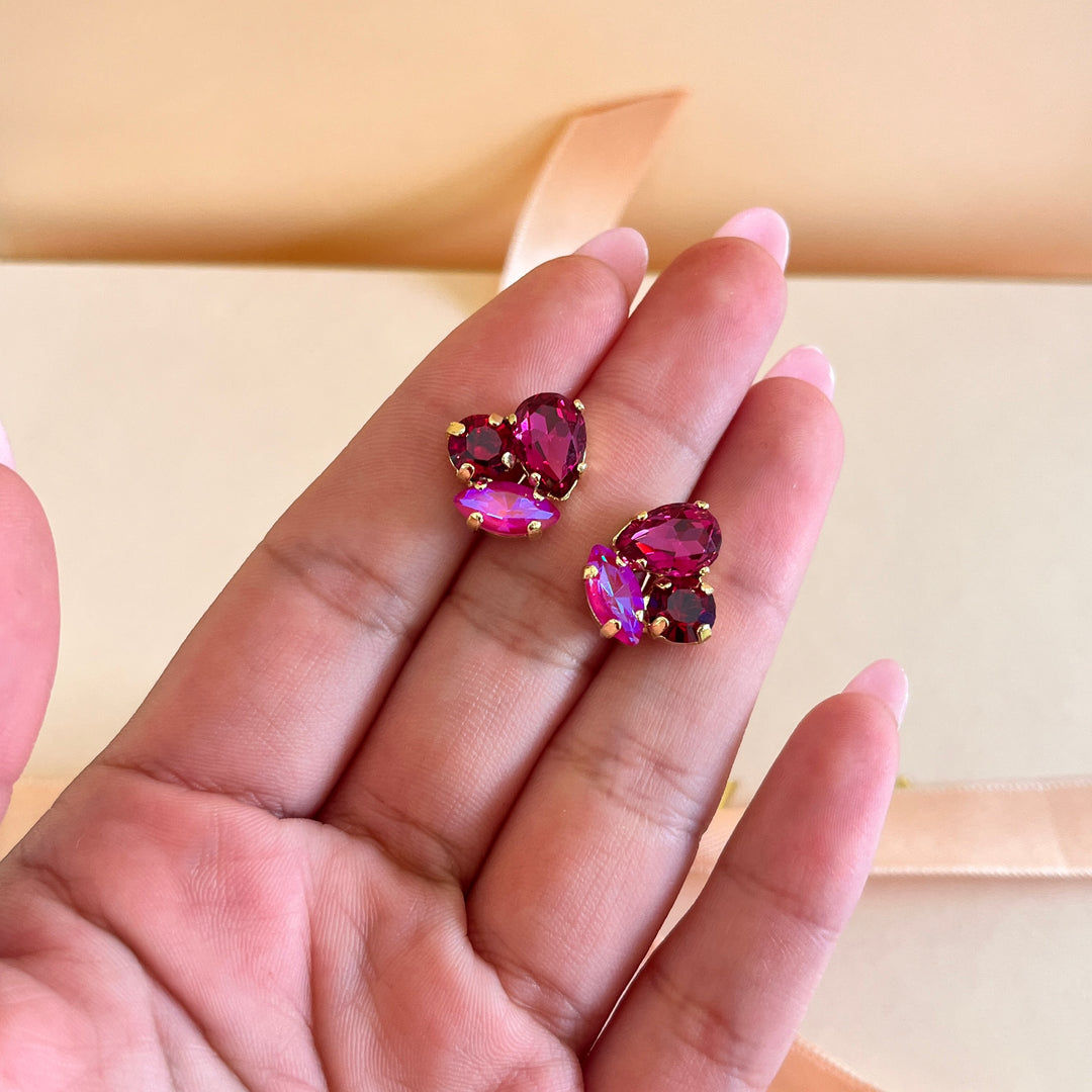 Fuchsia Swarovski crystals studs