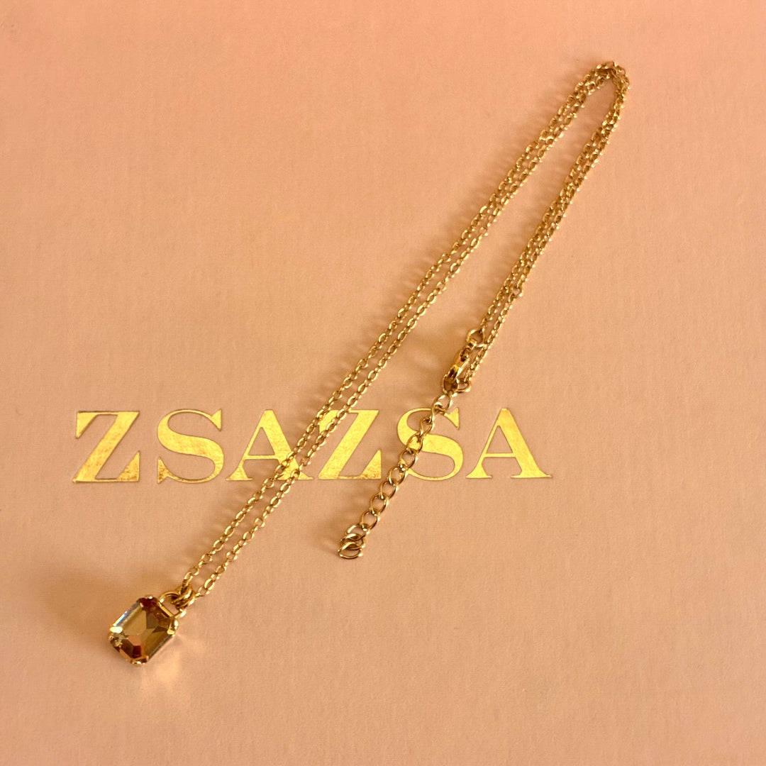 Dainty rectangular Swarovski crystal pendant