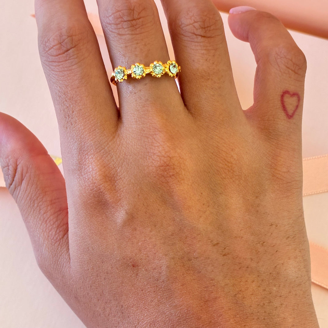 Flower mint Swarovski crystals set