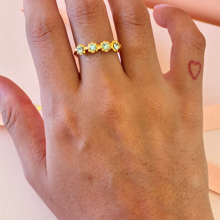 Flower mint Swarovski crystals set