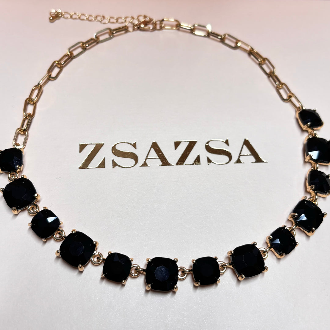 Black rhinestone gold set