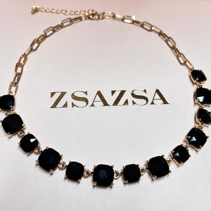 Black rhinestone gold set