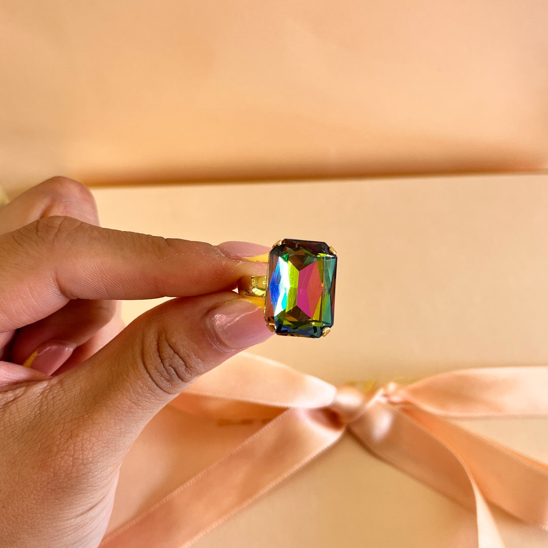 Watermelon rectangular Swarovski crystals set