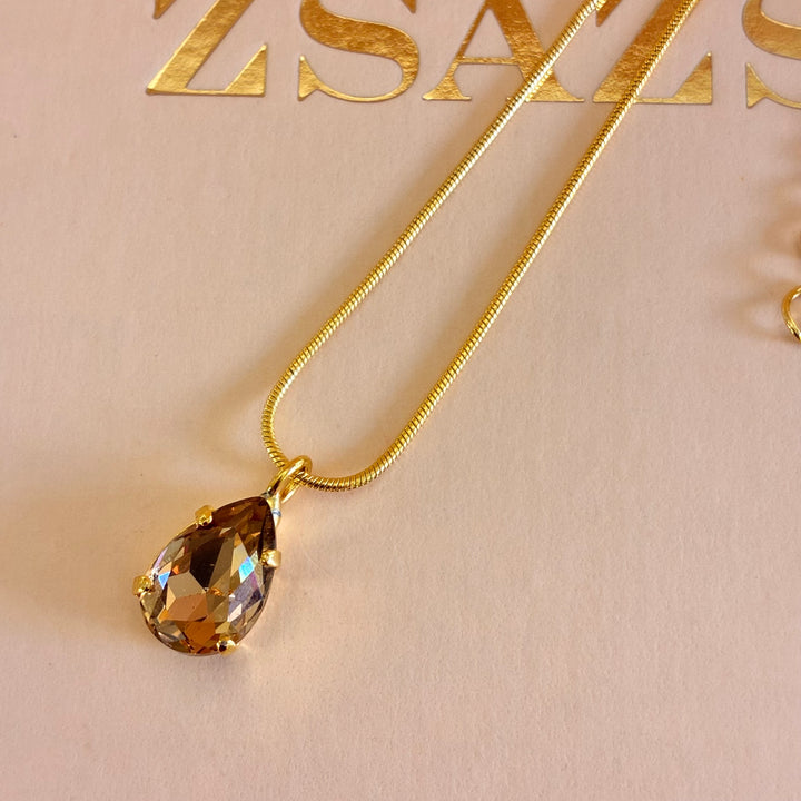 Teardrop bronze Preciosa crystals pendant