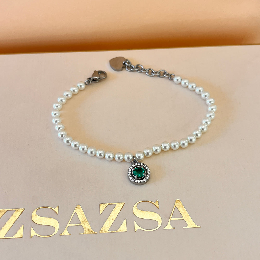 Dark green zircone studs and bracelet