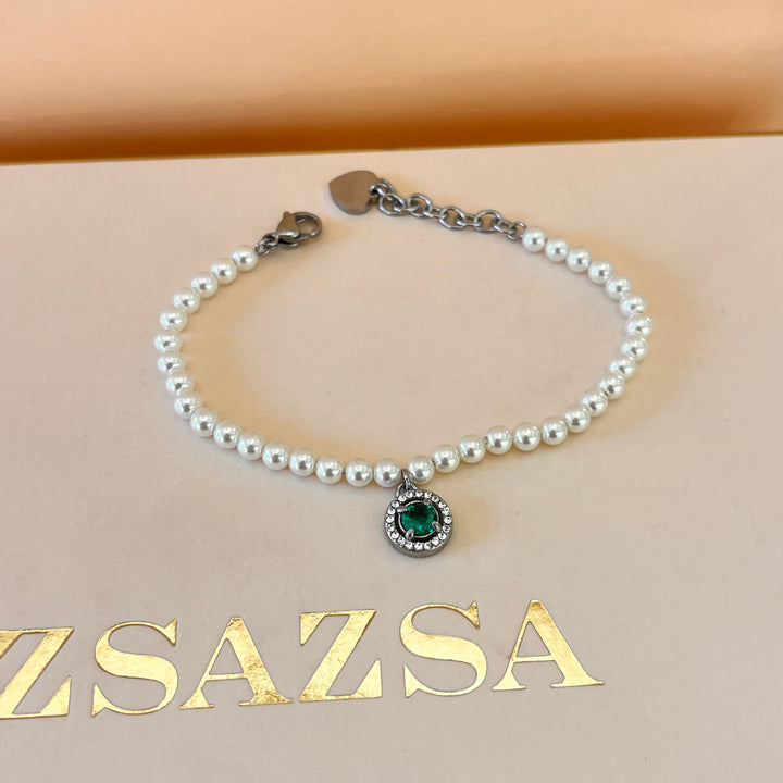 Dark green zircone studs and bracelet