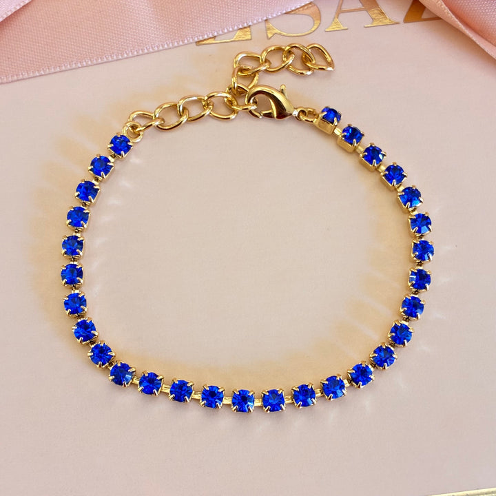 Dainty royal blue Swarovski crystals bracelet