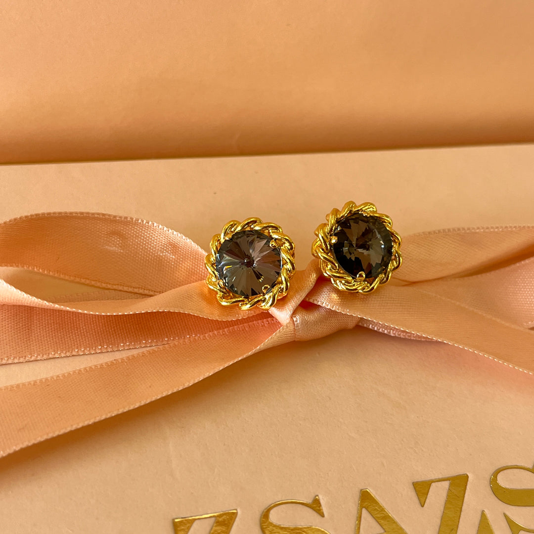 Grey round preciosa crystals studs