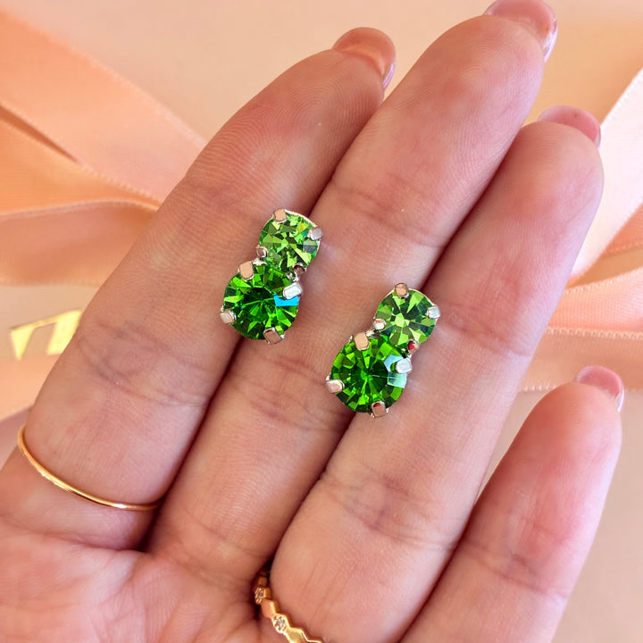 Green Preciosa crystals silver set