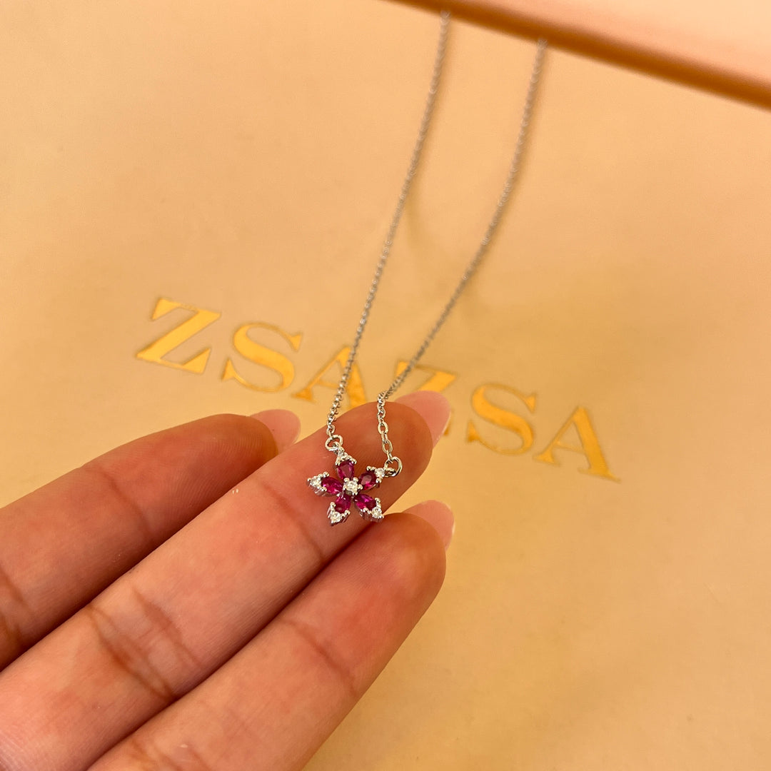 Fuchsia flower zircone set