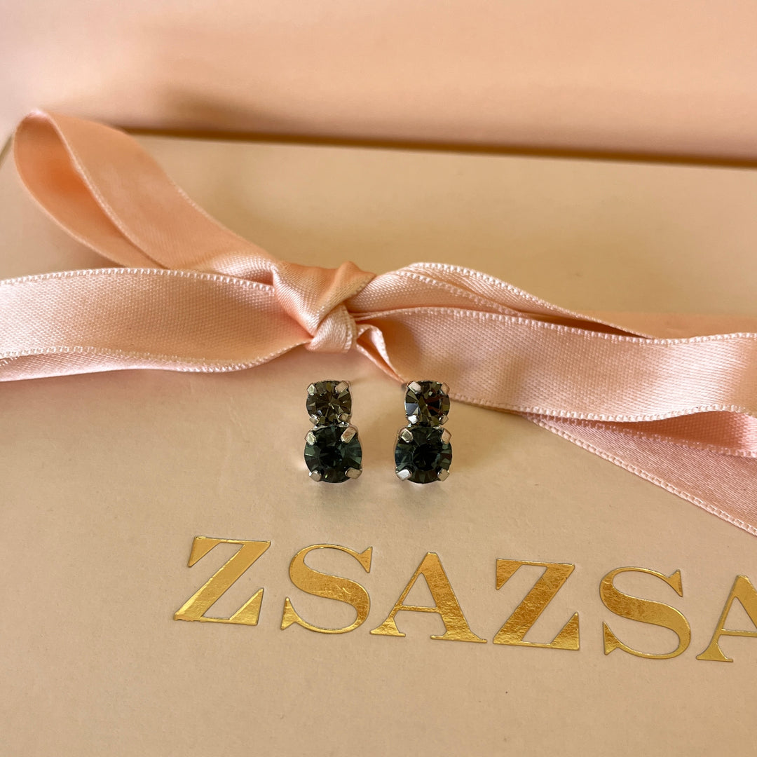 Grey double preciosa crystals studs