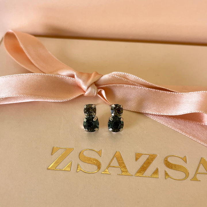 Grey double preciosa crystals studs