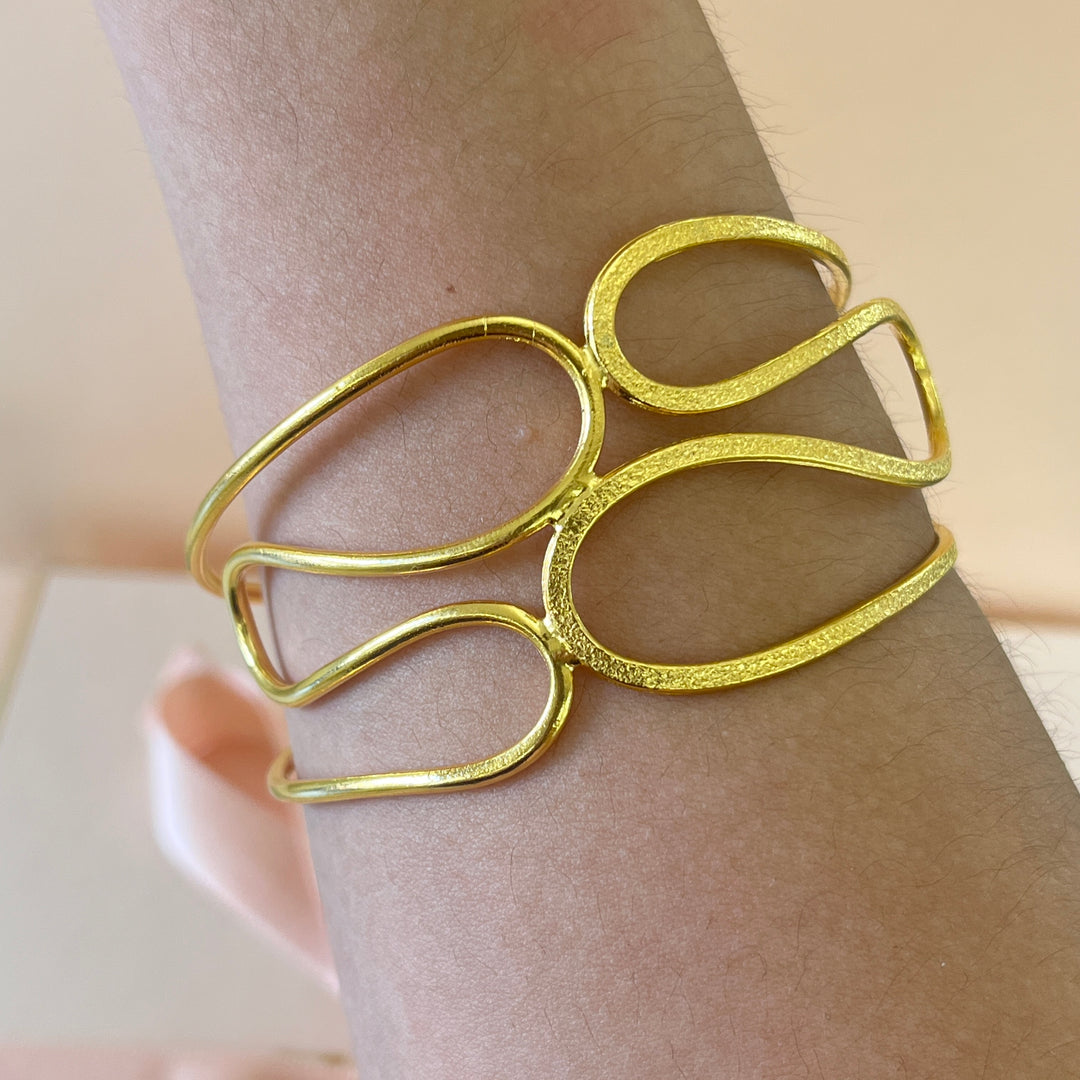 Twisted gold handmade bangle and ring