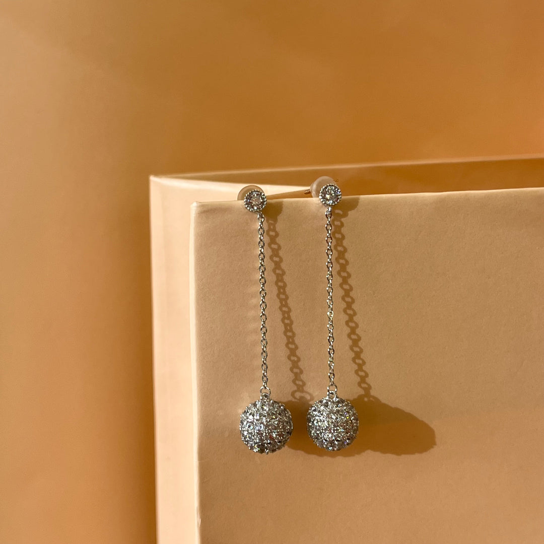 Silver zircone ball earrings