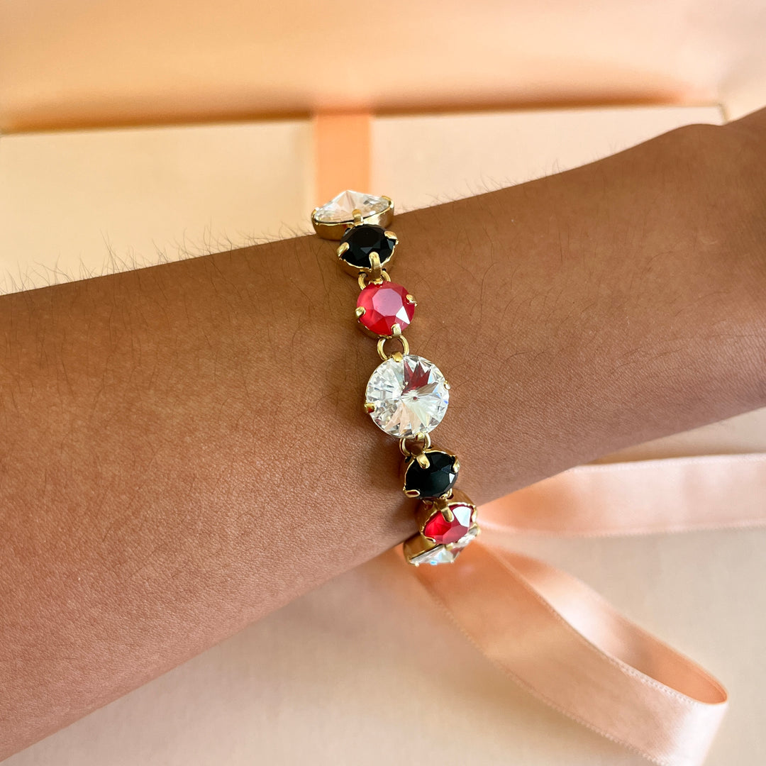 Red and black Swarovski crystals bracelet