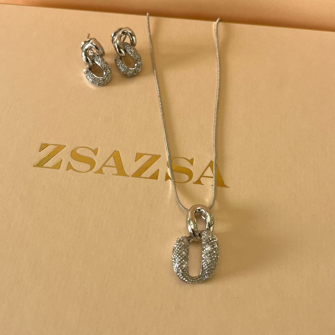 Silver zircone chain set
