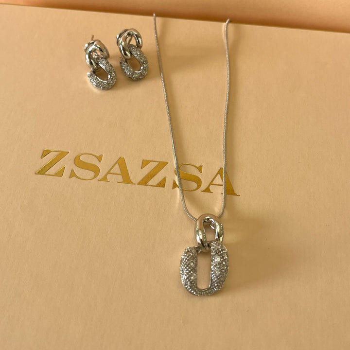Silver zircone chain set