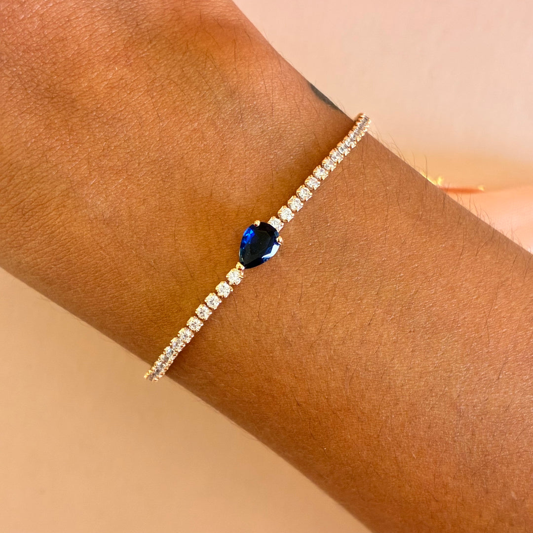 Dainty teardrop navy blue zircone bracelet