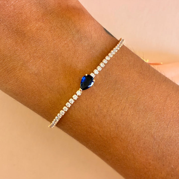 Dainty teardrop navy blue zircone bracelet