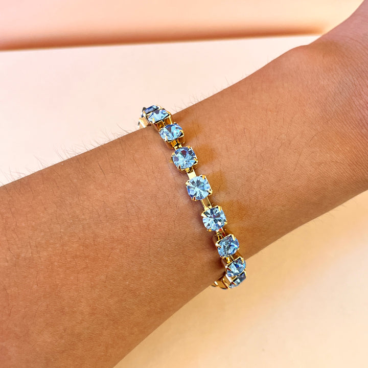 Light blue Swarovski crystals tennis set