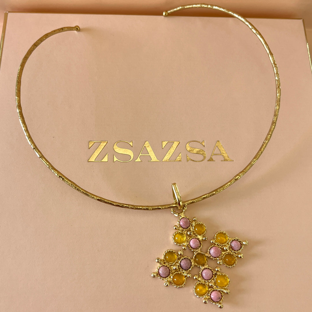 Yellow and light pink handmade set