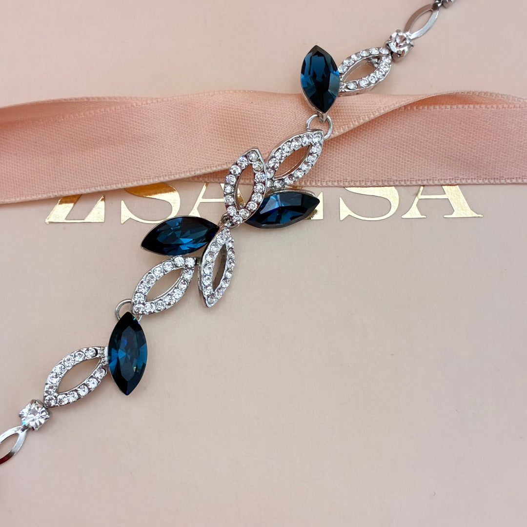 Marquise navy blue Swarovski crystals bracelet