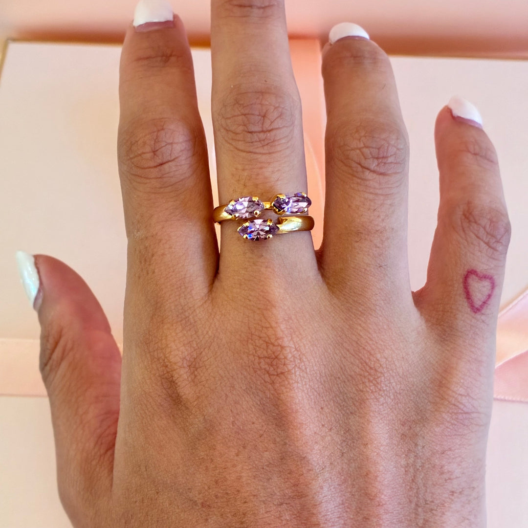 Lilac marquise Swarovski crystals ring