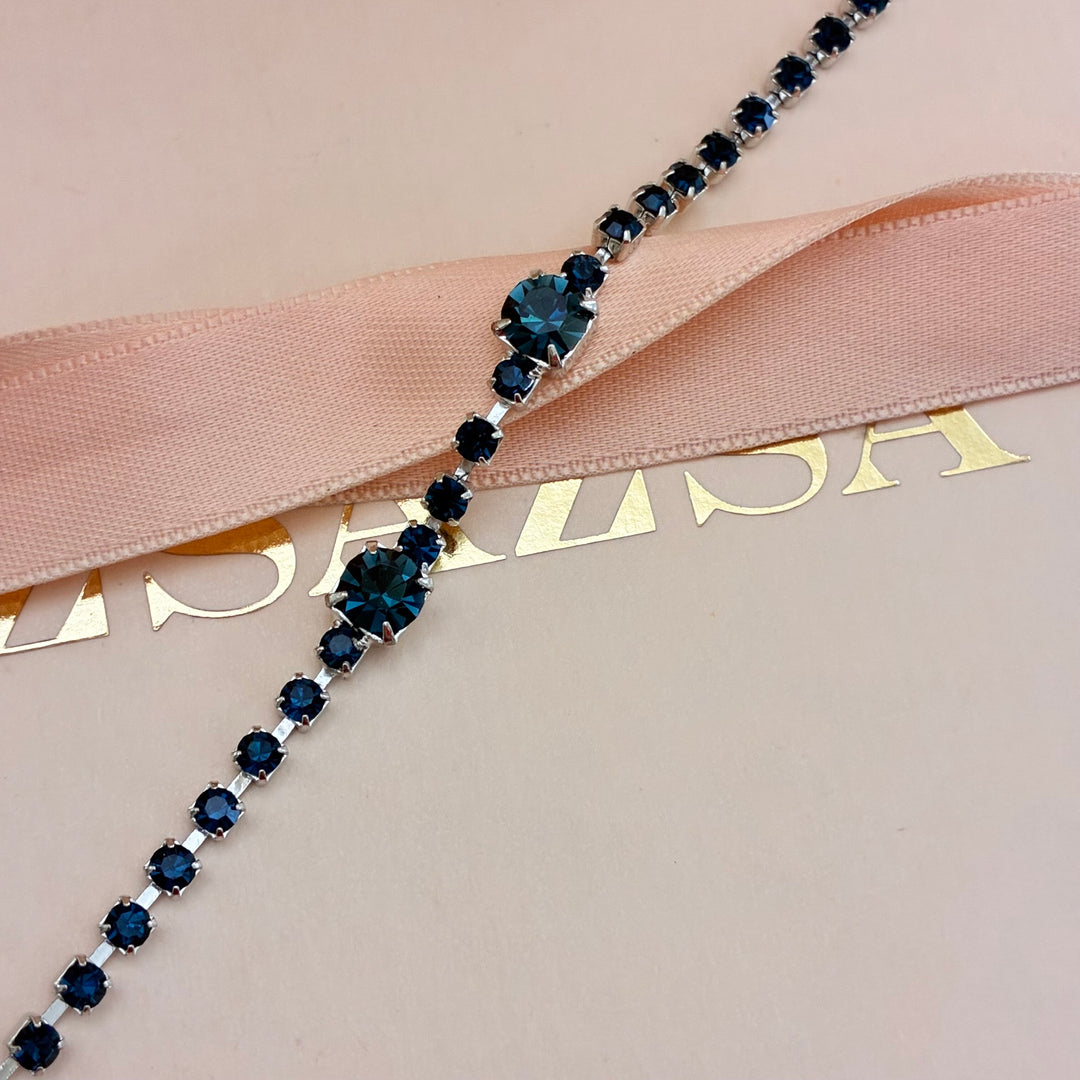 Navy blue Preciosa crystals silver bracelet