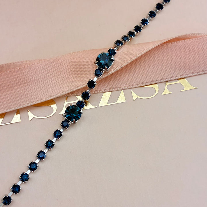 Navy blue Preciosa crystals silver bracelet