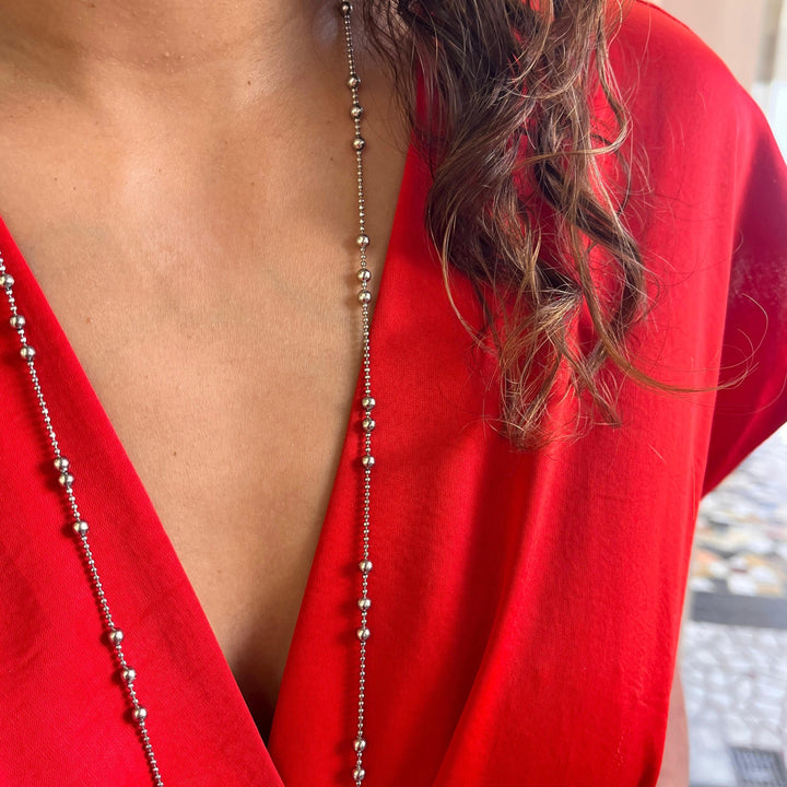 Grey tulip handmade long necklace with Swarovski crystals