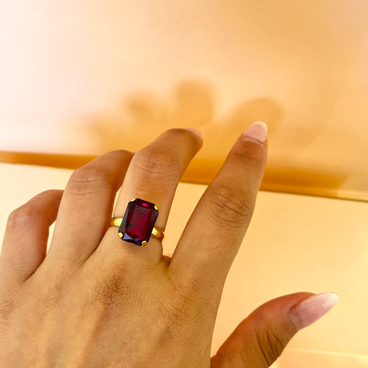 Magenta rectangular Swarovski crystals set