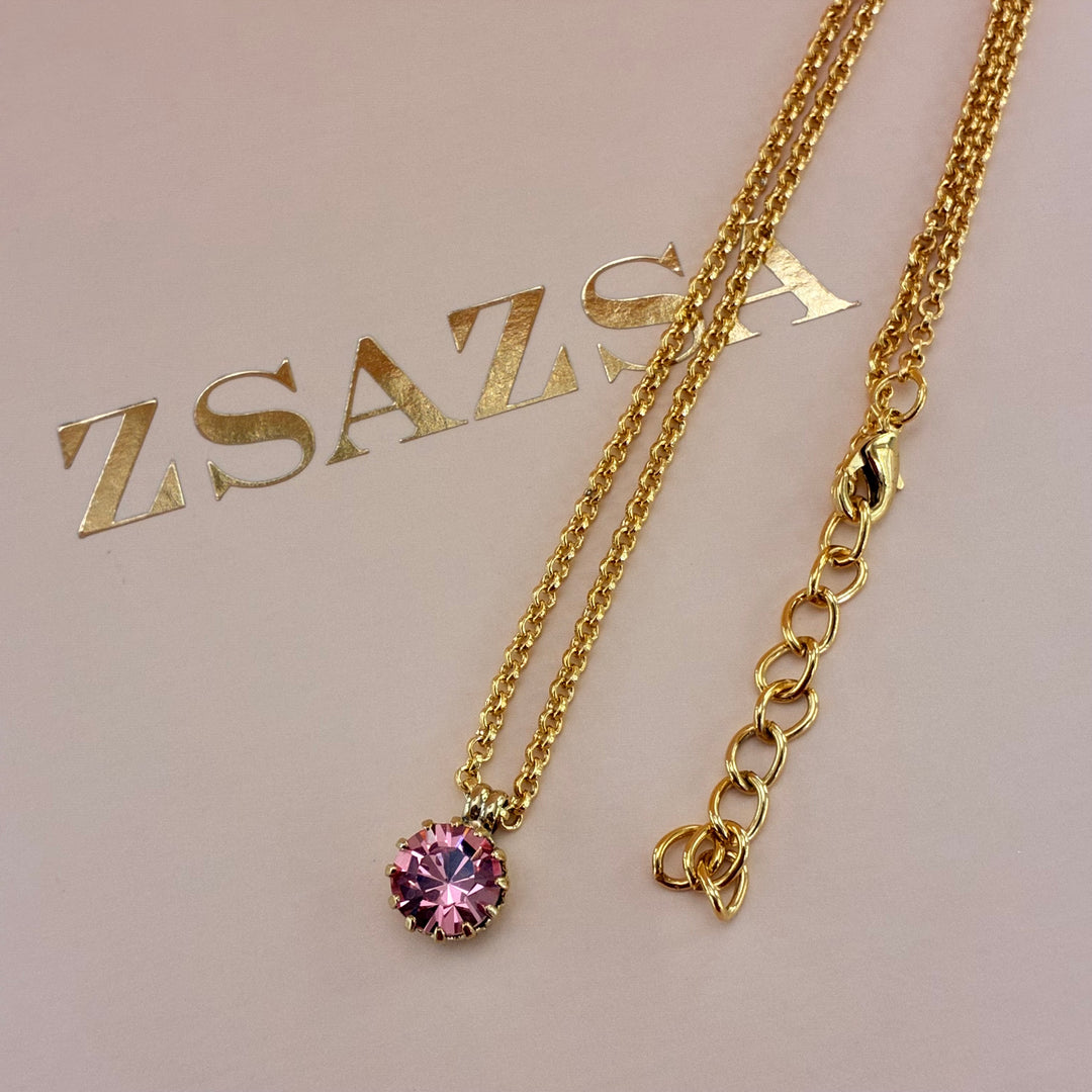 Pink Preciosa crystals gold plated set